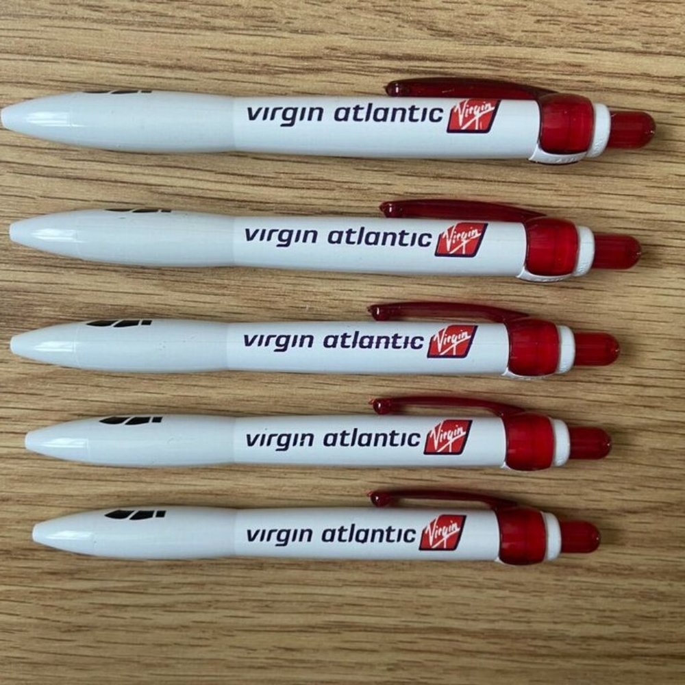 - 5 x VA virgin atlantic white aeroplane PENS plane airline biro aircraft design